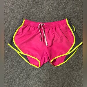 Soffe Hot Pink Athletic Shorts with Neon Yellow Trim